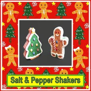 Christmas Tree Gingerbread Man Salt Pepper Shakers